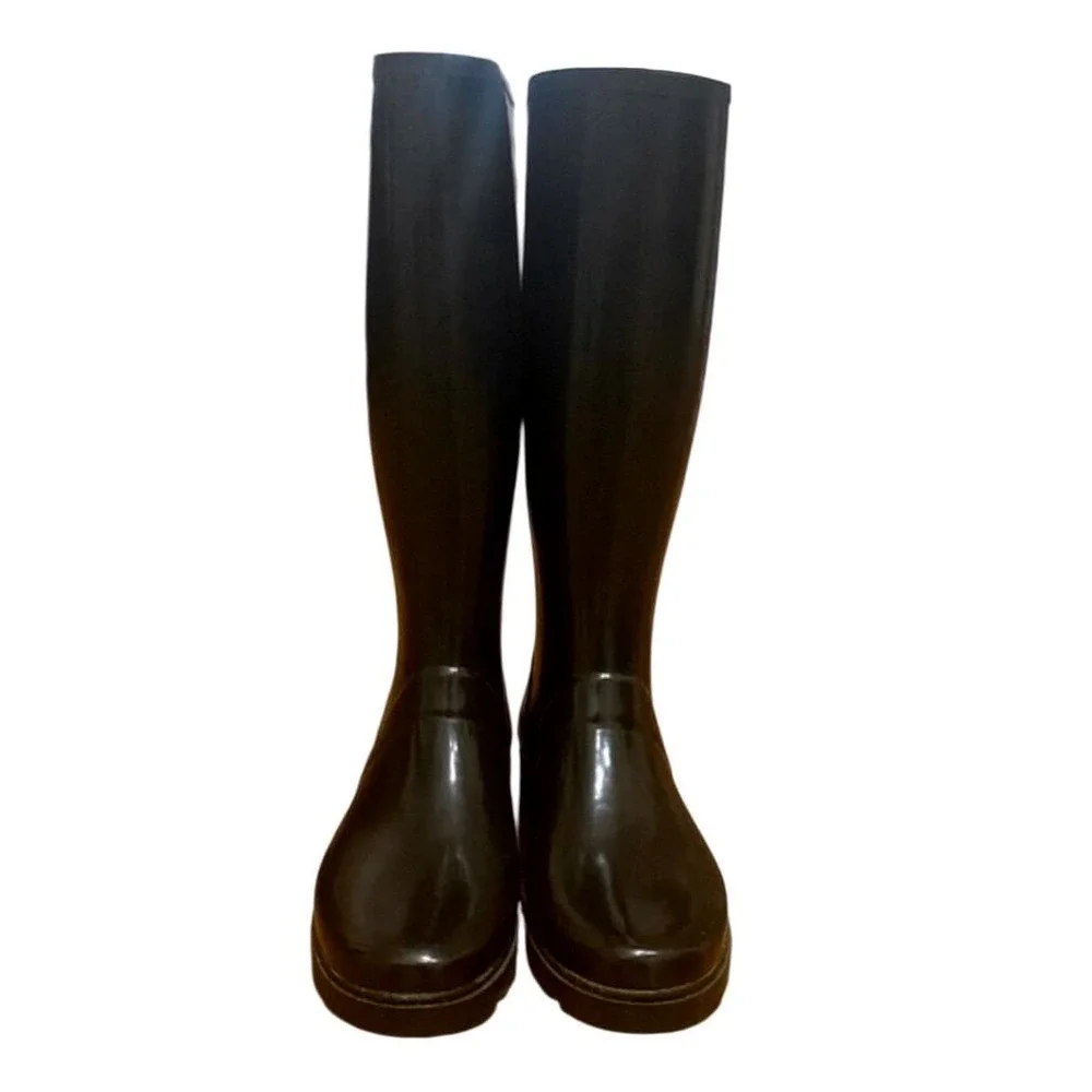 Vintage Polo Sport Ralph Lauren Black Tall Rain Boots Womens Size 6 EU‎ 36.5/37